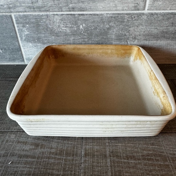 PAMPERED CHEF Family Tradition Beige Square BAKER Stoneware 10”X
